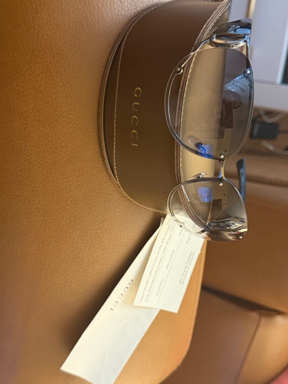 Gucci rimless shield Black Frame Gray Gradient Lens Sunglasses - Picture 10 of 16